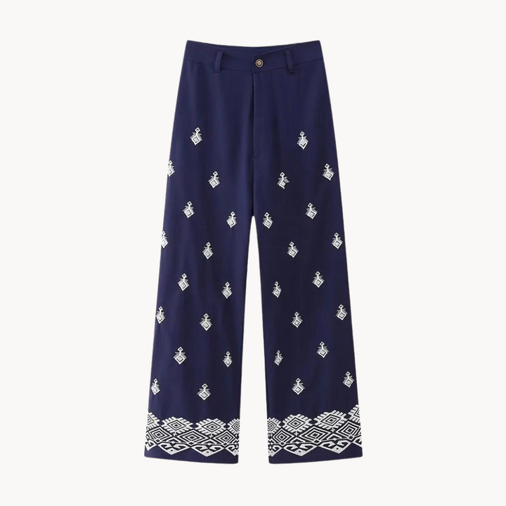 Isla Embroidered Wide Leg Trouser